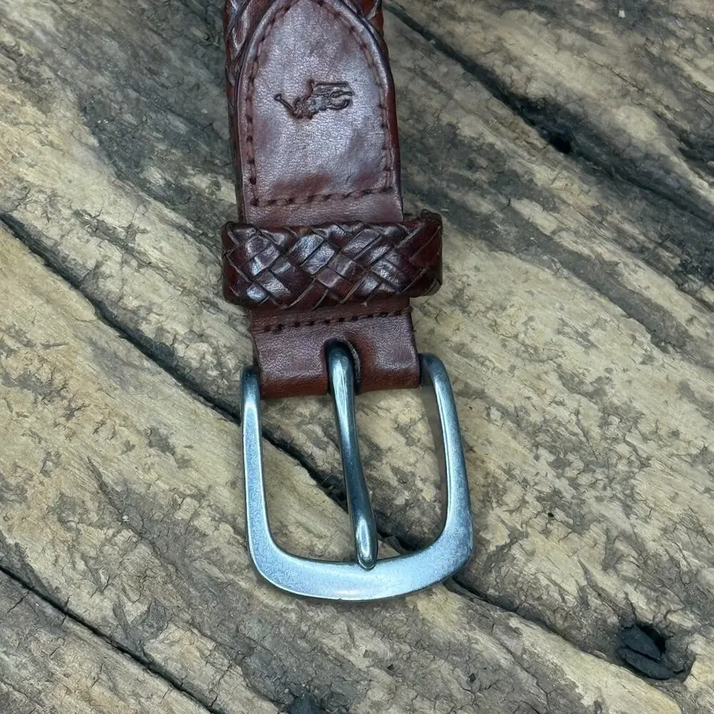 Polo Ralph Lauren Brown Braided Leather Belt Size 42 RL Buckle